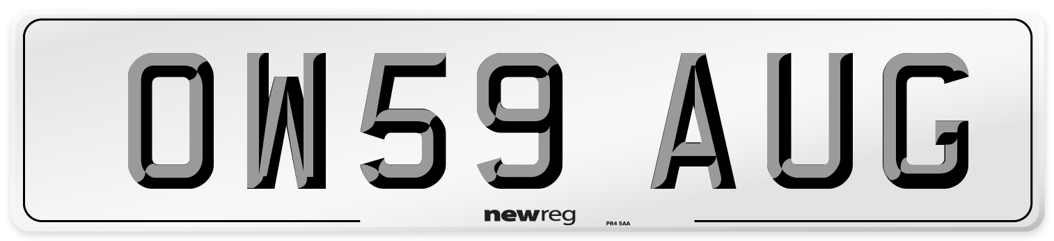 OW59 AUG Number Plate from New Reg